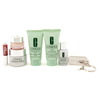 Clinique Travel Set: Scrub Cream + Liquid Facial Soap + Repairwear  Contour + Laser Focus + All About Eyes + Glosswear + Key Chain 7pcs