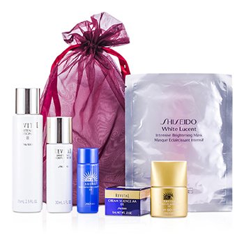 Shiseido Promotion Set: Lotion 75ml + Moisturizer 30ml + Cleansing 20ml + Sunscreen SPF 50 12ml + Revital Cream 6ml + Mask 6pcs