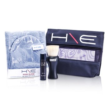 H\E Minerals Kit: Lip Balm SPF 15 + Facial Brush + Wash Glove + Bag