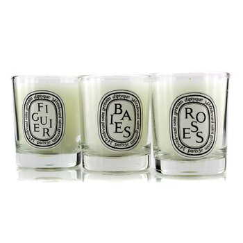 Diptyque Mini Candle Coffret: (Baies, Figuier, Roses)