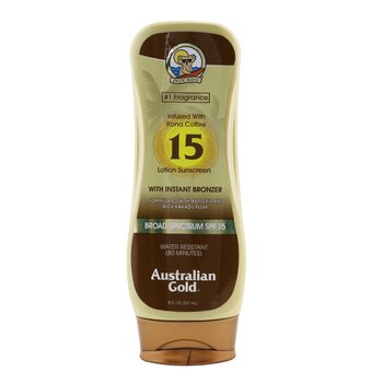 Middelhavet kul fond Australian Gold Lotion Sunscreen SPF 15 with Instant Bronzer 237ml |  www.ozcosmetics.com