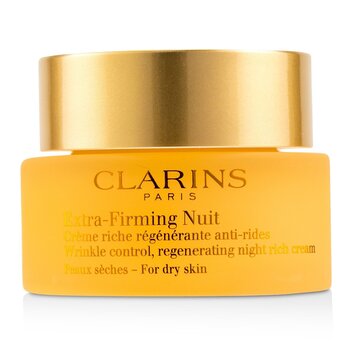 Clarins Extra-Firming Nuit Wrinkle Control, Regenerating Night Rich Cream - For Dry Skin