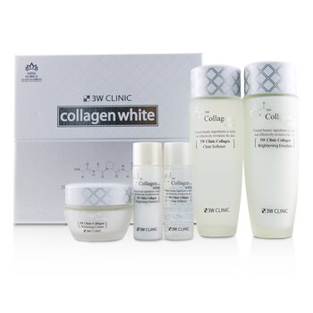 3W Clinic Collagen White Skin Care Set: Softener 150ml + Emulsion 150ml + Cream 60ml + Softener 30ml + Emulsion 30ml