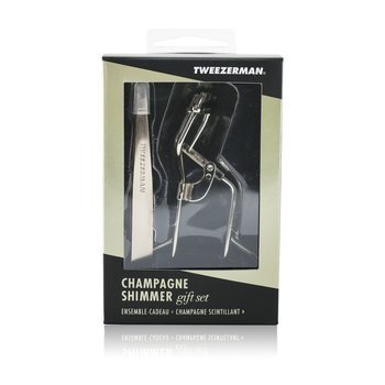 Champagne Shimmer Gift Set (Slant Tweezer & Curl 38° Lash Curler)