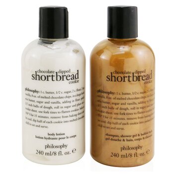 Philosophy Chocolate-Dipped Shortbread Cookie 2-Pieces Gift Set: Shampoo, Shower Gel & Bubble Bath 240ml + Body Lotion 240ml
