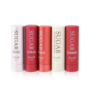 Sugar Lip Treatment Set: Sugar Lip Treatment Advanced Therapy - 2.2g/0.07oz + 4x Mini Sugar Lip Treatment SPF 15 (#Rose, #Coral, #Punch, #Cherry)