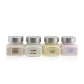 Body Souffle Quartet Set: Ambre Vanille + Fresh Fig + Creme Brulee + Almond Coconut Body Cream - 4x60g/2oz