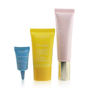 Clarins SOS Beaute Set (1x Primer 30ml + 1x Mask 15ml + 1x Lip Balm 3ml) - 01 Rose