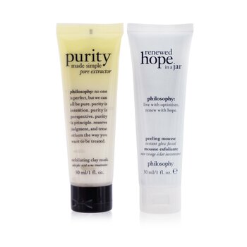Mask, Peel & Glow 2-Pieces Set: Purity Made Simple Pore Extractor 30ml + Renewed Hope In A Jar Peeling Mousse 30ml