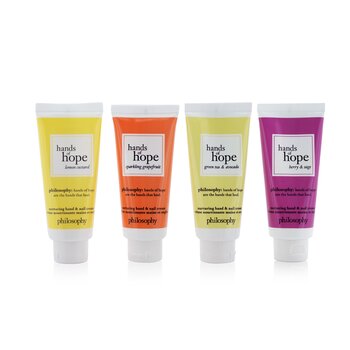 Hope For All Nurturing Hand & Nail Cream 4-Pieces Set: Lemon Custard 30ml + Sparkling Grapefruit 30ml + Green Tea & Avocado 30ml + Berry & Sage 30ml (Box Slightly Damaged)