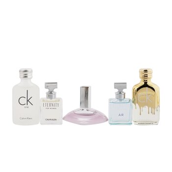 Deluxe Fragrance Travel Collection: CK One EDT 10ml + CK One Gold EDT 10ml + Eternity EDP 5ml + Eternity Air EDP 5ml + Euphoria EDP 4ml (Box Slightly Damaged)