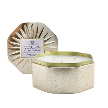 Voluspa 3 Wick Octagon Tin Candle - Blond Tabac