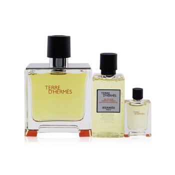 Terre D'Hermes Coffret: Pure Parfum Spray 75ml/2.53oz + Hair & Body Shower Gel 40ml/1.35oz + Pure Parfum Spray 5ml/0.17oz