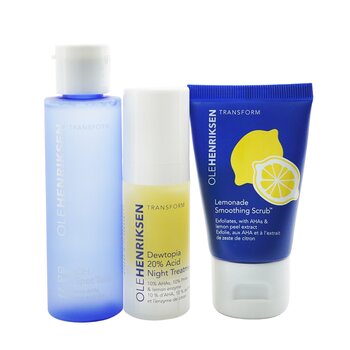 Acids Done Bright Set: Lemonade Smoothing Scrub 30g + Glow2OH Dark Spot Toner 65ml + Dewtopia 20% Acid Night Treatment 15ml