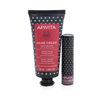 Happy Hands & Merry Kisses Jasmine Set: Hand Cream Jasmine & Propolis 50ml+ Lip Care Black Currant 4.4g