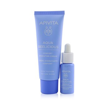 Apivita Hydrating Bouquet (Aqua Beelicious- Rich Texture) Gift Set: Comfort Hydrating Cream 40ml+ Hydrating Booster 10ml+ Pouch