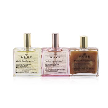 Huile Prodigieuse Collection: Huile Prodigieuse Dry Oil 50ml + Huile Prodigieuse Florale Dry Oil 50ml + Huile Prodigieuse Or Dry Oil 50ml