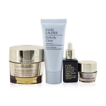 Estee Lauder Firm+Glow Skincare Delights: Revitalizing Supreme+Cream 50ml+ Revitalizing Supreme+Eye 5ml+ ANR 15ml+ Perfectly Clean 30ml