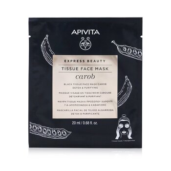 Express Beauty Black Tissue Face Mask with Carob (Detox & Purifying) - Exp. Date: 05/2022