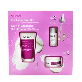 Murad Hydrate Trial Kit: AHA/BHA Exfoliating Cleanser - 60ml + Multi-Vitamin Infusion Oil - 10ml + Hydro-Dynamic Ultimate Moisture - 15ml