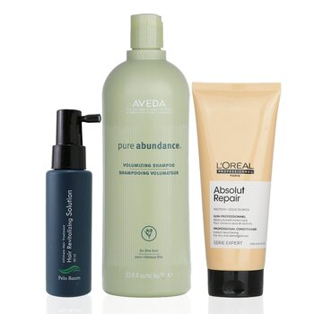Pelo Baum Pelo Baum Hair Revitalizing Solution 60ml + Aveda Volumizing Shampoo 1000ml + LOreal Resurfacing Conditioner 200ml