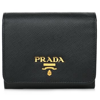 Prada Saffiano Leather Short Trifold Clasp Wallet 1MH176