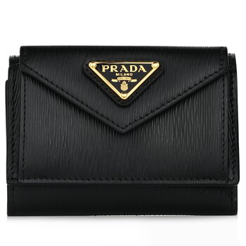Prada unisex leather embossed tri-fold wallet 1MH021