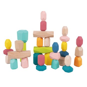 Tooky Toy Co Wooden Stacking Stones - 32pcs