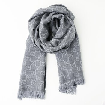 Gucci Reversible Arlisse GG Guccissima Scarf Muffler 544619 Grey