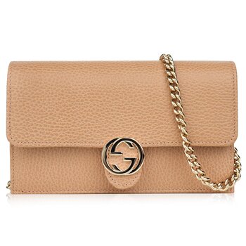 Icon GG Interlocking Wallet On Chain  Light CamelCrossbody Bag 615523