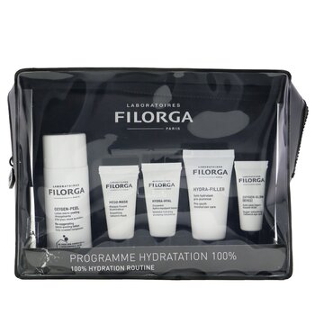 Filorga 100% Hydration Routine Set: Oxygen Peel 50ml+Meso Mask 7ml + Hydra-Hyal 7ml + Hydra-Filler 15ml+ Oxygen Glow Eyes 4ml + Bag