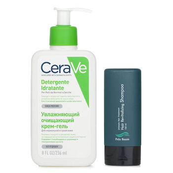 Pelo Baum Hair Revitalizing Shampoo 150ml X CeraVe Hydrating Cleanser For Normal to Dry Skin (With Pump) 236ml
